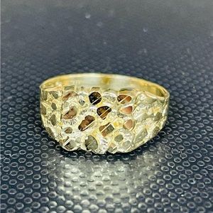 Brand New Mens 10K Real Gold Square Nugget Ring